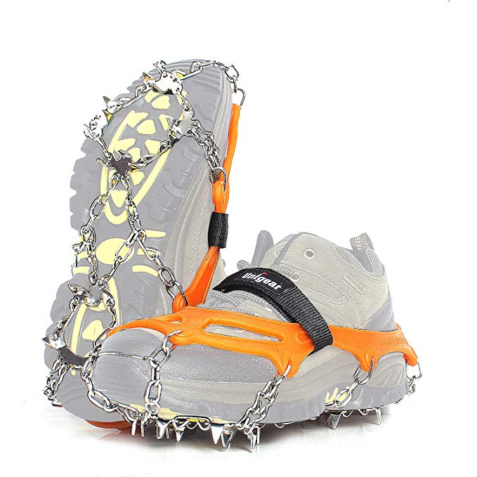 Unigear Traction Cleats Ice Snow Grips with 18 Spikes for Walking, Jogging, Climbing and Hiking