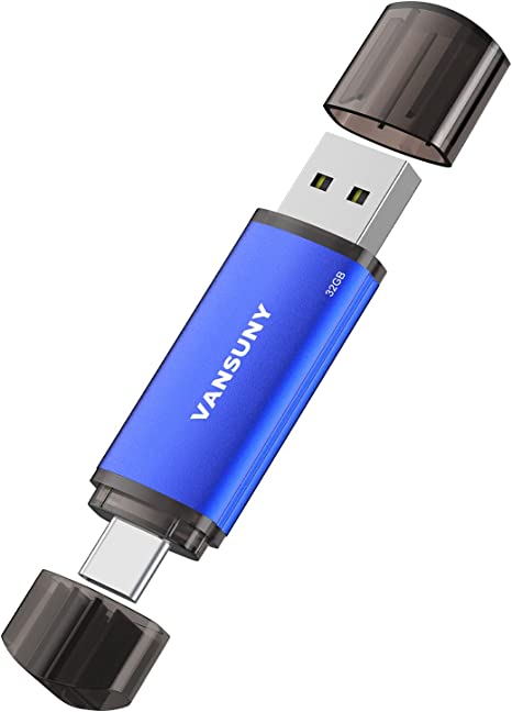 Vansuny 32GB USB Type-C Flash Drive 2-in-1 Dual Flash Drive USB A   USB C OTG Flash Drive for Android Smartphone Tablet Computer Laptop (Blue)