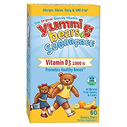 Yummi Bears Sugar Free Vitamin D3 Supplement for Kids, 60 Gummy Bears