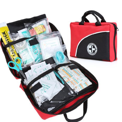 First Aid Kit, RAGU 100PCS Travels First Aid Kit with FDA registered, Ideal for the Car, Kitchen, School, Camping, Hiking, Travel, Office, Sports, Hunting and Home, Emergency & Survival