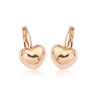 Simple Smooth Heart Leverback Earrings Fashion Jewelry for Women