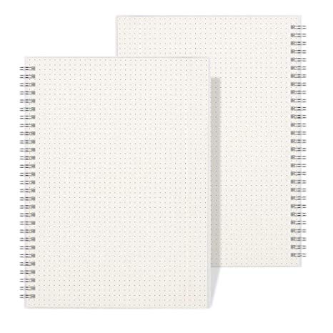 RETTACY Dotted Bullet Grid Journal with Transparent Hardcover,Wirebound Notebook 8 x 10.15 inches 100gsm Thick Paper 80 Sheets Per Book 2-Pack