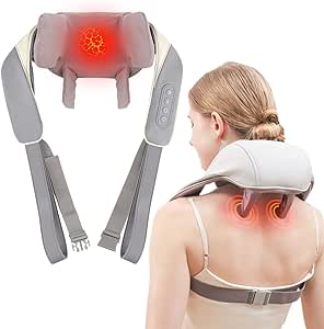 Fronnor Neck Massager with Heat Intelligent Wireless Portable Neck Shoulder Massager,2 Modes 2 Levels Deep Tissue Massager for Back Legs Muscles Pain Relief Women Men Gift-Home,Car,Office (Apricot)