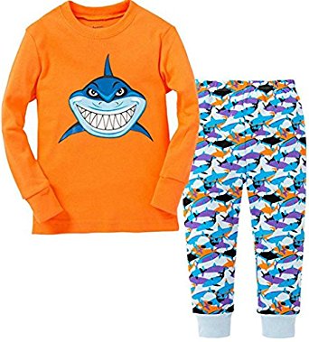 Little Boy's Shark Cotton Pajamas Christmas Cartoon Kids Sleepwear Pants Set