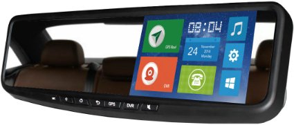 Black Box SM1000 3G Smart Rearview Mirror Car DVR - Wifi  GPS on Android 44 with 5 Full HD Touch Screen - Bluetooth Hands Free Calls  Built-in FM Transmitter Night Vision G-Sensor 4GB Memory 16GB SD - 2000mAH Dash Cam Video Recorder