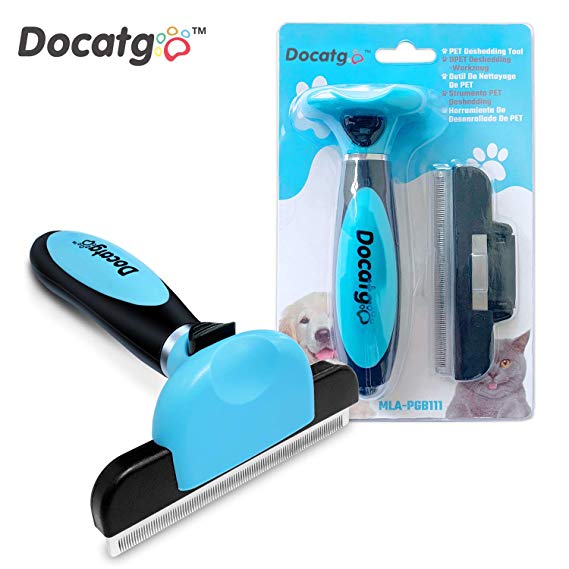 Docatgo Pet Grooming Brush, Professional Deshedding Tool for Dogs and Cats with Short to Long Hair, Efficiently Remove Loose Hair and Reduce Shedding by 95% for Small Medium, Large Pet (L)