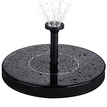 Qedertek Solar Powered Bird Bath Fountain Pump, Free Standing 1.4W Solar Panel Water Floating Pump Kit with Different Spay Heads for Pond, Pool and Garden Decorations