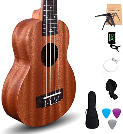 Kadence Wanderer Series Soprano Ukulele - Mahogany Wooden Ukulele for Beginners (Super Combo) - Ukulele for Adults, Kids or Players - Ukulele Soprano with Capo, Tuner, Strings, Strap, Picks and Bag