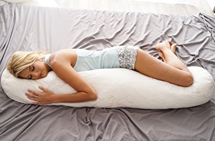 Body Pillow – Organic Latex Interior & Plush Bamboo Cover – Perfect Maternity & Pregnancy Pillow – Provides Full Body Orthopedic Support & Pain Relief for Back, Hips, Shoulders & Neck