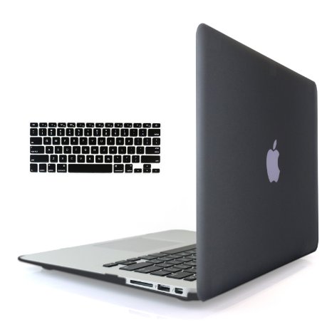 iBenzer - 2 in 1 Soft-Skin Smooth Finish Soft-Touch Plastic Hard Case Cover & Keyboard Cover for 13 inches Macbook Air 13.3'' NO CD ROM, Black MMA13BK 1