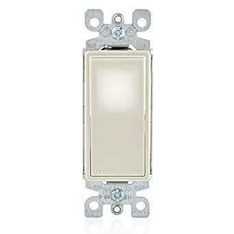 Leviton L5611-2T 15 Amp Decora LED Illuminated Light Wall Switch, Single-Pole - Light Almond