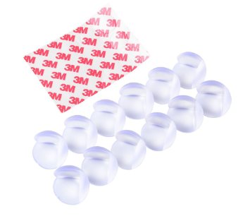 HomySnug(TM) Ball Shape Table Corner Protectors for Baby Safety (12 PCS) - Clear Anti-Collision Ball Table Bumpers - Soft Desk Edge Cushion for Child Guard with 3M Adhesive
