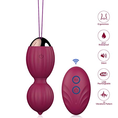 Kegel Exercise Balls, Ben Wa Ball with Wireless Remote for Women Strengthen Bladder Control Tightening Pelvic Floor Exerciser with Vibration for Beginners & Advanced - Prevent Prolapse