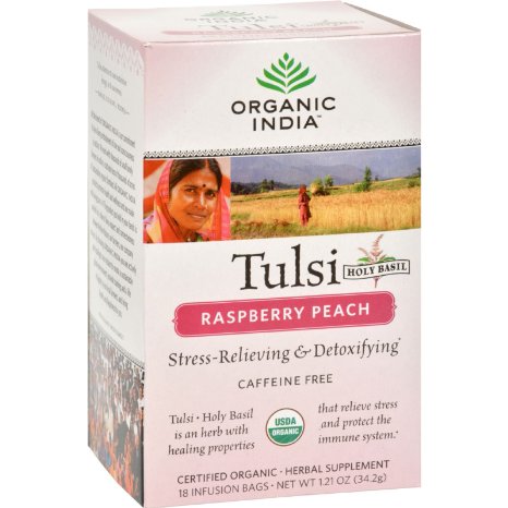 Organic India USA - Tulsi Raspberry Peach Tea, 18 bags