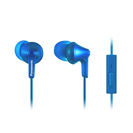 PANASONIC ErgoFit Earbud Headphones with Microphone and Call Controller Compatible with iPhone, Android and BlackBerry - RP-TCM125-AA - in-Ear (Metallic Blue)