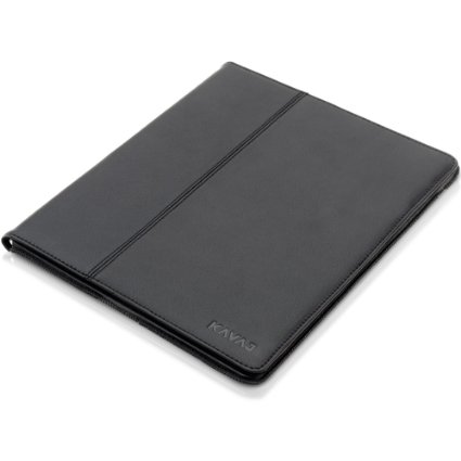 KAVAJ leather case cover "Berlin" for the new Apple iPad 4, iPad 3 and iPad 2 black - genuine leather with stand-up feature