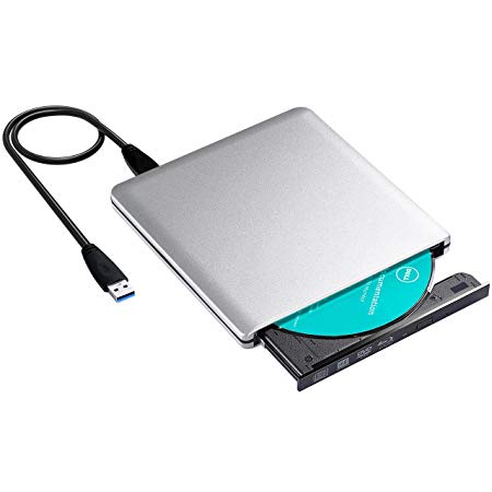 4K Blu Ray Drive, TOPELEK USB 3.0 External CD/DVD Burner/Writer, 3D 6X Blu-Ray Disc Playback, Portable BD/CD/DVD Burner Drive with Polished Metal Chrome for Mac, Laptop, PC, Silvery