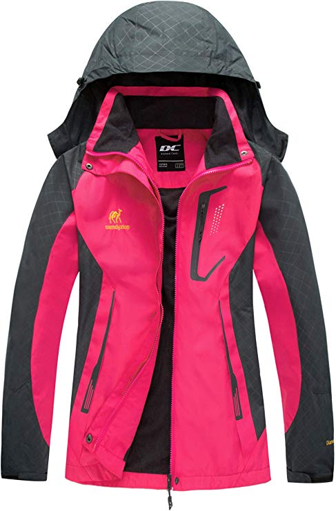 Women's Waterproof Jacket - Diamond Candy Outdoor Hooded Raincoat For Hiking Skiing Trekking Travelling Windbreaker Mountaineering