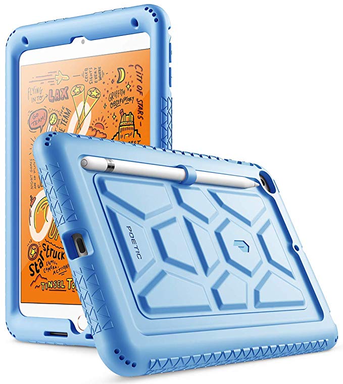 iPad Mini 5 Case, Poetic TurtleSkin Series [Corner/Bumper Protection][Bottom Air Vents] Protective Silicone Case for Apple iPad Mini 5 (2019 Release) - Blue