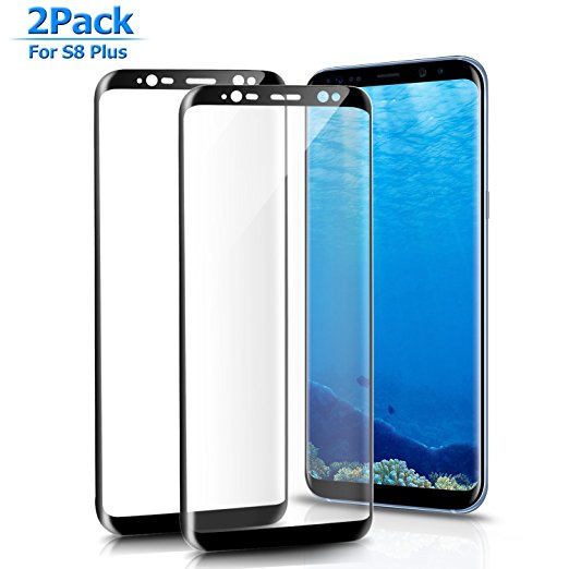 Bestfy- 2 Pack Galaxy S8 Plus Screen Protector, 3D Curved Full Coverage Whole Tempered Glass for Galaxy S8 Plus, Black