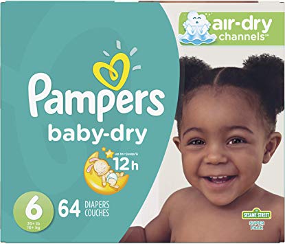 Diapers Size 6, 64 Count - Pampers Baby Dry Disposable Baby Diapers, Super Pack (Packaging May Vary)