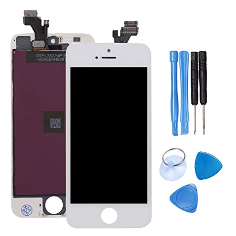 Ibaye for iPhone 5 Screen Replacement LCD Display Touch Screen Digitizer Frame Assembly Full Set with Free Tools White