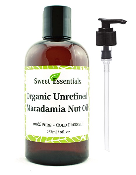 Organic Unrefined Macadamia Nut Oil | 8oz Imported From Italy | 100% Pure | Food Grade | Offers Relief From Dry, Cracked Skin, Eczema, Psoriasis, Dermatitis, Rosacea & More | Best Natural Moisturizer