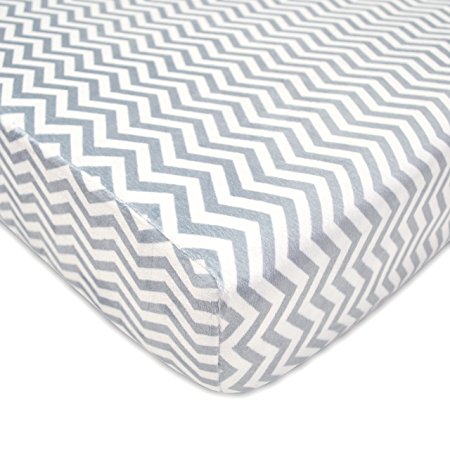 TL Care Heavenly Soft Chenille Crib Sheet, Gray Zig Zag, 28" x 52"