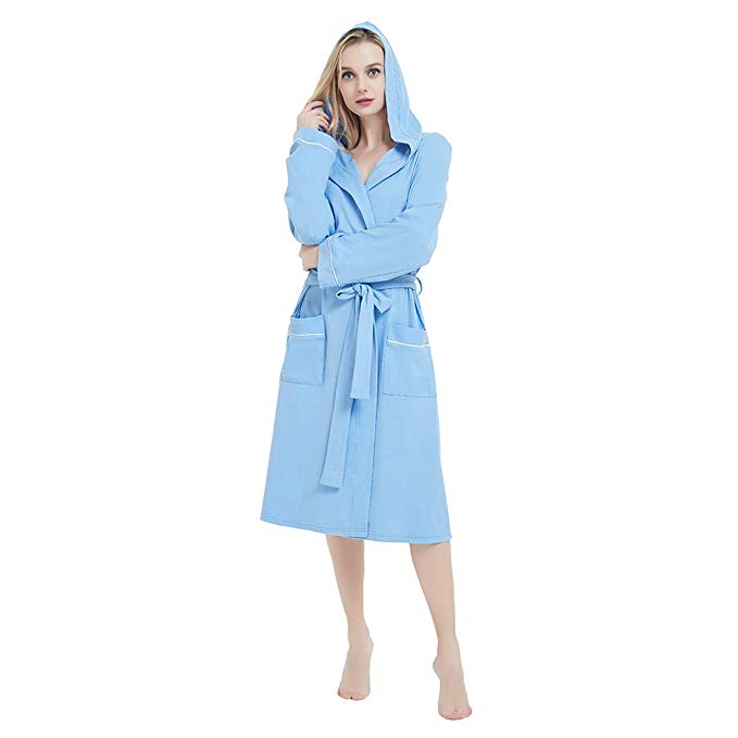 M&M Mymoon Womens Cotton Robe Soft Kimono Spa Knit Bathrobe Lightweight Long