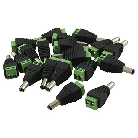 20 Pcs 2.1 x 5.5mm DC Power Male Connector Plug for CCTV Camera