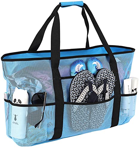 Beach Bag, Extra Large Beach Bags for Women Waterproof Sandproof, Mesh Beach Tote Bags Pool Bag Beach Essentials