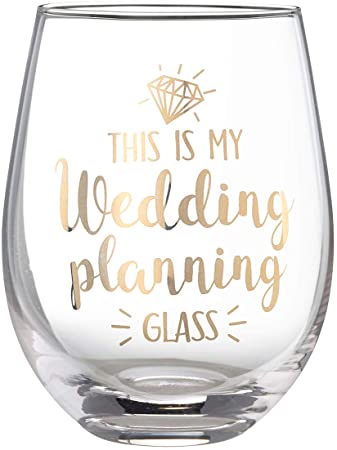 Lillian Rose G117 WP Wedding Planning Stemless Wine Glass, Height 4.75", Gold
