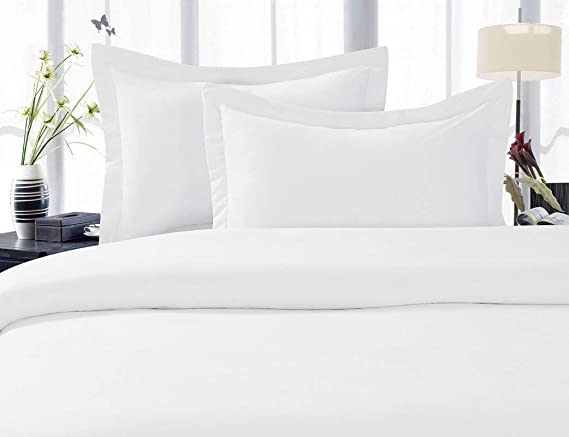 Tektrum 3 Piece 3pc Duvet Cover Set with Button Enclosure - 1800 Supreme Collection Super Soft Hotel Luxury Durable 100 GSM Brushed Microfiber, Wrinkle & Fade Resistant - White, Queen Size