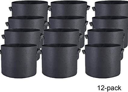 Oppolite 30 Gallon 12-Pack Round Fabric Fabric Aeration Pots Container for Nursery Garden and Planting Grow (30 Gallon/12 Pack)