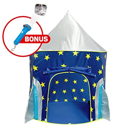 Rocket Ship Play Tent - Spaceship Playhouse for Kids with Bonus Space Torch Projector Toy – Space Playhouse for Boys & Girls