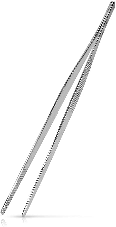 Navaris Stainless Steel Kitchen Tweezers - Kitchen Tweezer Tongs for Precision Cooking, BBQ Grill, Food Decorating - Chef Tweezers 12 Inch / 30 cm