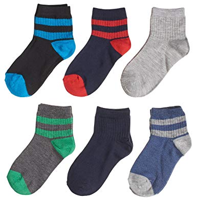 Trimfit Little Boys Half Crew Stripes Printed Socks (Pack of 6)