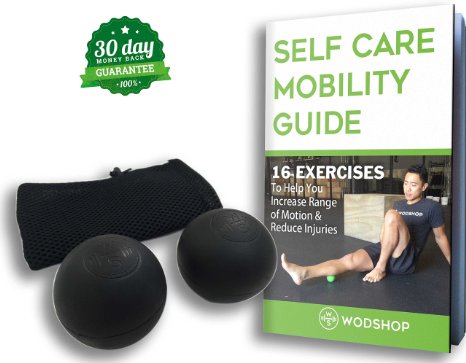 WODshop Self Care Massage Ball Kit of 2 Balls for Mobility, Myofascial Release, Physical Therapy, Trigger Point, Lacrosse (2 Black)