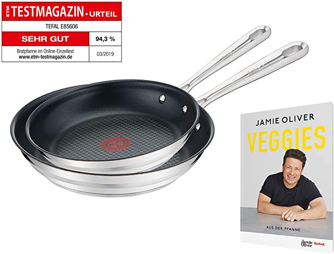 Tefal Jamie Oliver Brushed E011S2. VEG Pan Set Stainless Steel