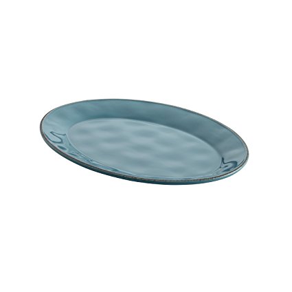 Rachael Ray Cucina Dinnerware 10-Inch x 14-Inch Stoneware Oval Platter, Agave Blue