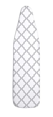 Epica Silicone Coated Ironing Board Cover- Resists Scorching and Staining - 15"x54" (Board not Included) (Lattice: White and Grey)