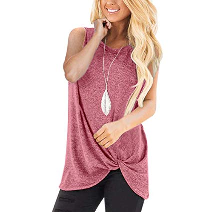 Moscare Women's Summer Sleeveless Solid Color Casual Tank Tops