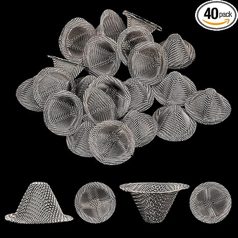 40 Pcs Pipe Screens,5/8 Inch Stainless Steel Bowl Screens Filters Conical Design Metal Filters 0.67 Inch Mini Metal Clean Screen Reusable Filters Self-Adjustable Size Filter