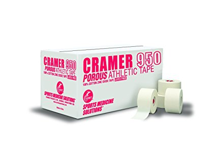 Cramer 950 Premium White Athletic Tape for Ankle, Wrist, and Injury Taping, Helps Protect and Prevent Injuries, Promotes Faster Healing, Athletic Training First Aid Supplies, Bulk Case of Rolls