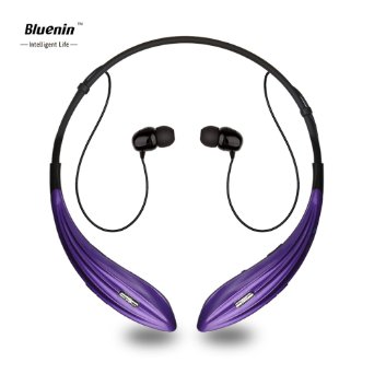 Bluetooth Headsets, Bluenin Sports Neckband Wireless Earbuds for Iphone 6, 6s, 6 Plus, 5s 5 4s, Samsung, Sony, Smartphone and Other Bluetooth Enable Device, Retail Package (901 Purple)