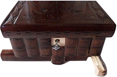 AZi Big Wooden Magic Puzzle Box Secret Treasure Storage Beautiful Special handcarved Jewelry Box case (Chocolate Brown)