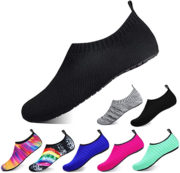 semai Water Shoes Quick-Dry Swimming Socks, Non-Slip Soft Beach Shoes Barefoot Water Sports Shoes Breathable Aqua Socks for Women Men Kids, Elastic Easy-fit Footwear for Beach Swimming Yoga Diving