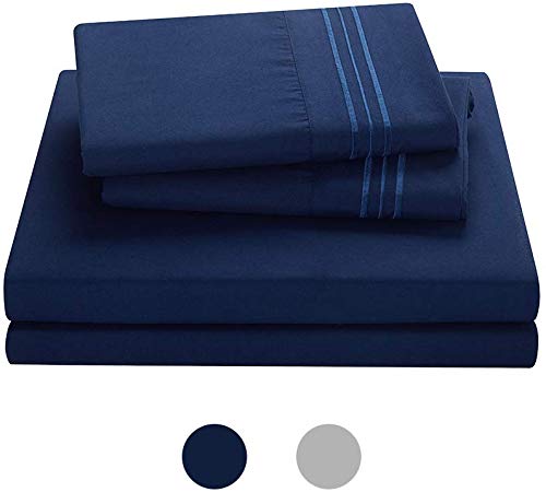MiaoMao Home 3-Piece Removable Duvet Cover 60''x80''for Weighted Blanket | Machine Washable |16 Ties for Secure Fastening | Extra Soft | Breathable & Cooling - Wrinkle Free(Navy Blue, 60"x80")