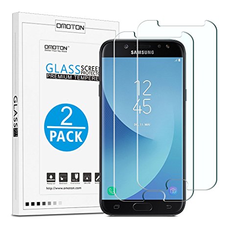 [2 Pack] Samsung Galaxy J5 2017 Screen Protector, OMOTON 0.26mm Premium Tempered Glass with [5.2 Inch] [2.5D Round Edge] [9H Hardness] [Crystal Clearity] [Scratch-Resistant] [No-Bubble]