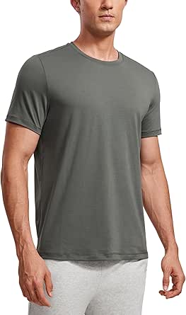 CRZ YOGA Short Sleeve Shirts for Men Quick Dry Workout Classic Fit T-Shirt Casual Daily Comfy Tee Tops